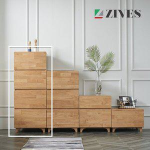 [지베스]코나3 고무나무 원목 4단 500 서랍장