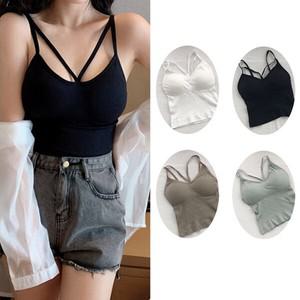 팬티 3매 브이 나시 브라 4개 세트 옷처럼 레이어드 편한 나시 탑 브라렛 노