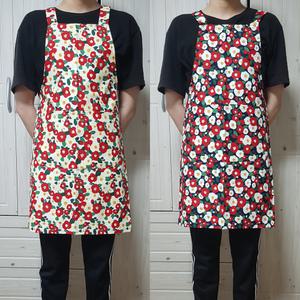 예쁜 주방 면 원피스형 꽃무늬 디자인 동백꽃 앞치마 원피스