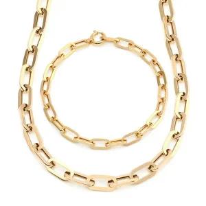 [비앤비골드] 14K/18K 심플 볼드 유광 클립체인 주얼리세트 (목걸이+팔찌) JNS29772