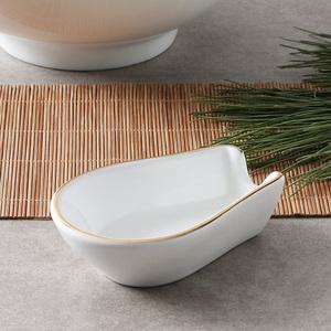 골드라인 도자기 우동 스푼 받침