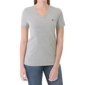 타미힐피거 TH 헤리티지 브이넥 반팔티 라이트그레이헤더 여자 반팔 티셔츠 면티 WW0WW24969-039