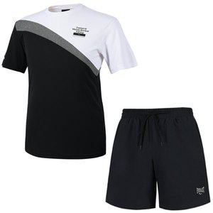 [에버라스트] 쿨링 스포츠 반팔티+우븐 4부 반바지 E-182UBK+E-898PBK 상하의 세트 남성용 여성용