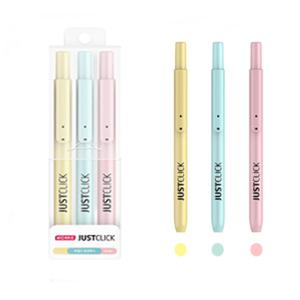 모리스 형광펜 노크식 저스트클릭 S 마일드 3색