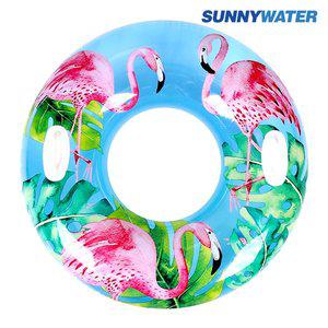 [케이에스몰]써니워터 원형 플라밍고 튜브 110cm 물놀이 대형튜브 보트 링튜브