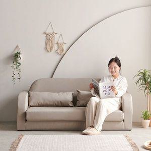 [NS홈쇼핑]수오 반달 패브릭 패턴 방수가죽 접이식 소파베드 3인용 (2711-3)..[32397652]