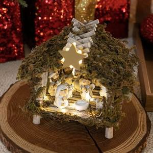크리스마스 장식 성탄절 센터피스 LED 마구간 set 17cm 테이블 탁상용 데코 소품 교회 예수 꾸미기