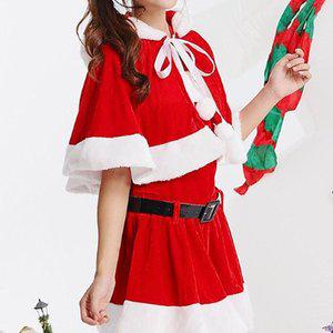 [신세계몰]크리스마스  성인용 산타 고급벨벳 숏망토 단일상품 산타복 연말 홈파티 이벤트 유치원