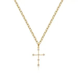 [비앤비골드] 14K 슬림 러프 십자가 크로스 펜던트 SHP38385