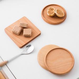 고급 사각 원형 우드 티코스터 원목 커피 차 홈카페 잔 컵받침