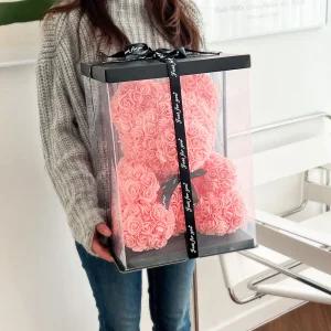 로즈베어 40cm led 여자친구 100일 장미곰돌이 곰 졸업식 유치원 비누꽃 졸업