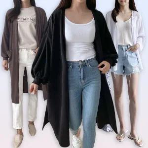 [하프클럽/]여성큰옷 빅사이즈 롱 가디건 오버핏 박스 티셔츠 오픈 봄 여름