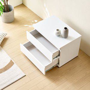 [가구리빙]리베아 600 2단 서랍장 낮은 화이트 원룸 미니 옷서랍장 HW1001