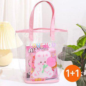 1+1 캐릭터 투명 물놀이 방수가방 여행 비치백 pvc 물놀이 토트백