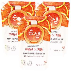 애경산업 순샘 구연산 자몽 주방세제 리필 1.2L 3개