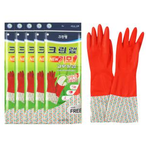 크린랩 기모고무장갑 FREE사이즈 빨강 5켤레