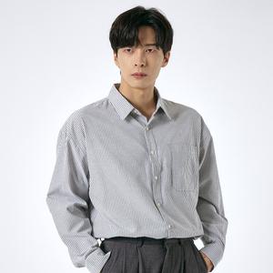 엘엑스티 오버핏 옥스포드 스트라이프 면 혼방 포켓 셔츠