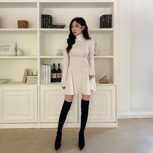 모리니 롱슬리브 미니원피스 웨이브 할로윈 목폴라 A라인 여성