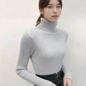 [하프클럽/]여자 포근 도톰 기본 목폴라 골지 티 LDW-TSA-SSIS622-그레이