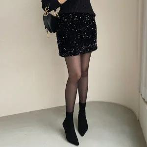 [미나그램] (미니) 링클 스팽글 밴딩스커트