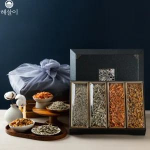 해살이 한지함 사각 4종 선물세트 호두 새우 멸치세트