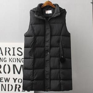 [HYIK9REP_4B]여성 조끼 롱 패딩 털방울 포인트 블랙