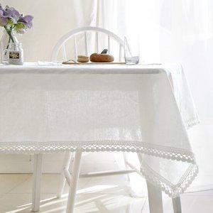 에델린 레이스 린넨 화이트 식탁보 2인 130x130cm