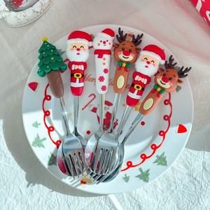 크리스마스 실버 스푼포크세트 홈파티 커트러리 산타 선물 루돌프 눈사람 식기
