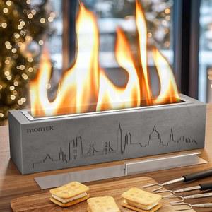 몬텍 테이블탑 소방관, 콘크리트 소방관 실내 야외 장식, 휴대용 소독용 알코올 벽난로 스모어 메이커, 소화기가 있는 파티오 발코니를 위해 오랫동안 무연으로 태우는 메이커