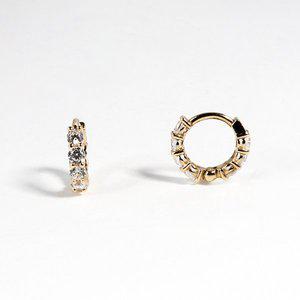 [샤밍주얼리]14K 18K 랩 다이아 몬드 귀걸이 2미리 미니 링 테니스 이터니티 클래식 레이어드