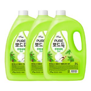 피죤 퓨어 뽀드득 주방세제, 솔잎향, 3L, 3개