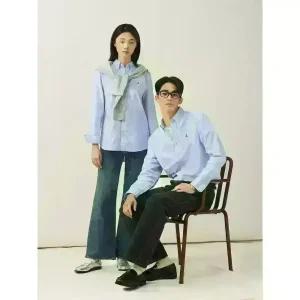 [빈폴] [Essential] 남녀공용 옥스퍼드 솔리드 셔츠 - 스카이 블루 (BC5164E05Q)