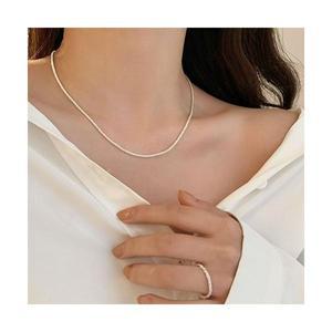 S 925 실버 눈꽃체인 스파클링 초커 은 목걸이 N021