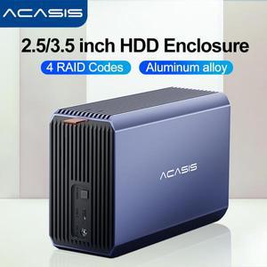 Acasis HDD 케이스 SATA RAID 스토리지 인클로저 2.5/3.5인치 외장형 하드 드라이브 듀얼 베이 도킹 스테이