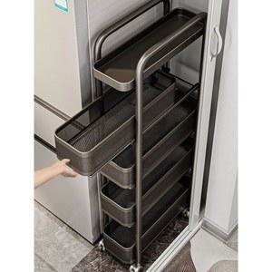 서랍형트롤리 세탁실 바퀴 다층 진열대 15CM 수납 5단 트레이 블랙