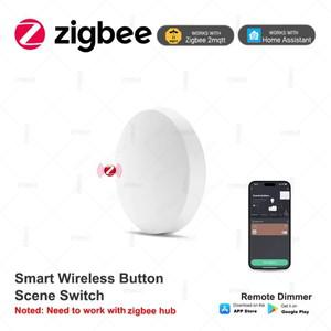 Tuya Zigbee 버튼 무선 스마트 장면 스위치 원격 컨트롤러 자동화 시나리오 On Off 키는 홈 어시스턴트 Z2M