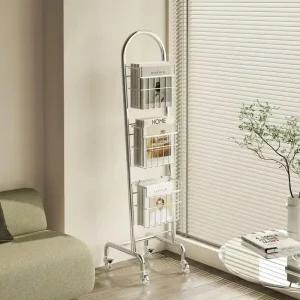 이동식 3단 북카트 스테인레스 전면 책꽂이