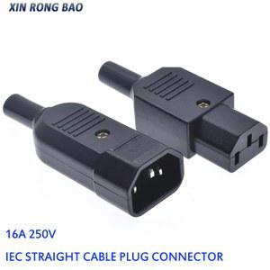 IEC 직선 케이블 플러그 커넥터 암수 재배선 전원 3 핀 AC 소켓 산업용 BK 16A 250V C13 C14