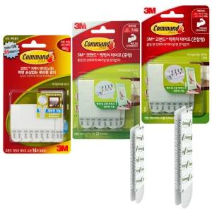 3M 코맨드 찍찍이 테이프 소/중/혼합형 무타공 벨크로 액자걸이 탈부착