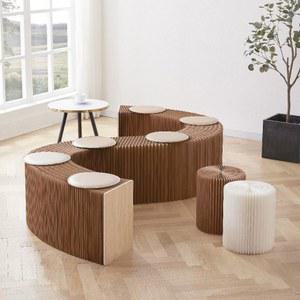 골판지 의자 좌식 카페 절약형 접이식 벤치 코제 거실 인테리어 손님 종이 높이 종이소파