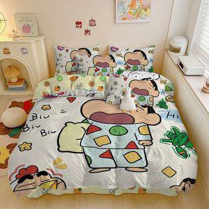 한솔호 짱구 캐릭터 침대 4종 세트 침구 키즈 어린이 이불 극세사 싱글 차렵