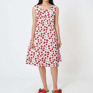 [옷자락]여성 여름 인견 냉감 패턴 나시 원피스 잠옷