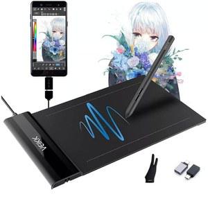 드로잉 태블릿 VEIKK S640 컴퓨터 그래픽 태블릿, 울트라 씬 및 포켓 펜 8192 레벨 컴퓨터용 디지털 패드, 리눅스/윈도우/맥 OS/안드로이드, OSU 게이밍 패드