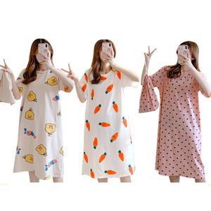 여름 여성 임산부 홈웨어 반팔 롱파자마 면 원피스 잠옷 6색상 시원한잠옷