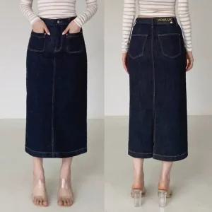 (오늘출발)S-1 XL-1 논페이드포켓스커트 하우룩 가을 밴딩 미디 롱 청치마