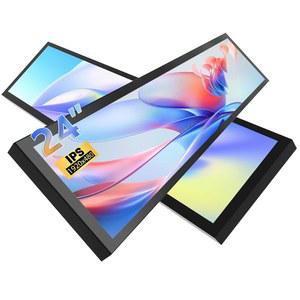 [미국배송] 24인치 울트라 와이드 바 LCD 모니터 FHD1920X480 산업용 컴퓨터 내장 듀얼 스피커 보조 화면 HDMI 및 DP 포트 서브웨이 몰 레스토랑 디지털 사이니지 VESA 광고 디스플레이