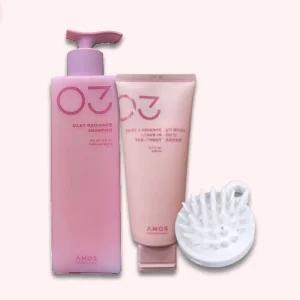 아모스 실키 래디언스 세트 (샴푸 500g+트리트먼트200ml)+샴푸브러쉬 모발보호