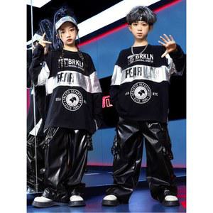 댄스복 초등 와이드팬츠 가죽 블랙 힙합 스트리트 맨투맨 방송 주니어