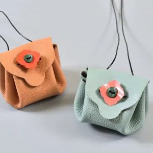 레더키트 업사이클링 천연가죽공예 꽃장식 복주머니 미니크로스백 만들기 10세트 랜덤 교육수업