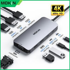 MOKiN 10Gbps USB  C 허브 도킹 스  4K30Hz HDMI  포트  SD TF  기가비트 이더넷  PD100W 충전  MacBook HP
